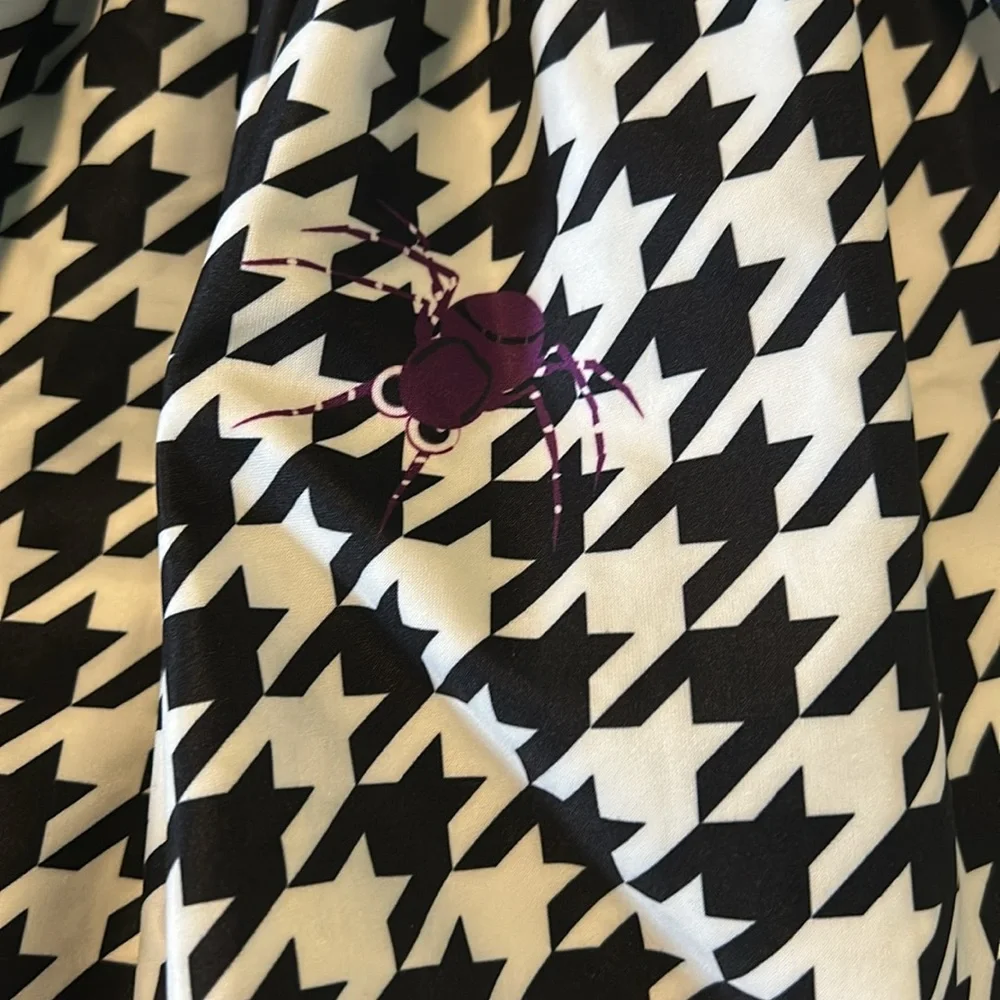 Unique Vintage Houndstooth With Purple Spider Dress - Picture 2 of 4
